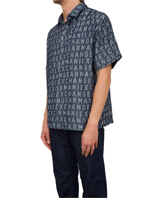 CAMICIA MANICA CORTA ARMANI EXCHANGE BLU DENIM in UOMO