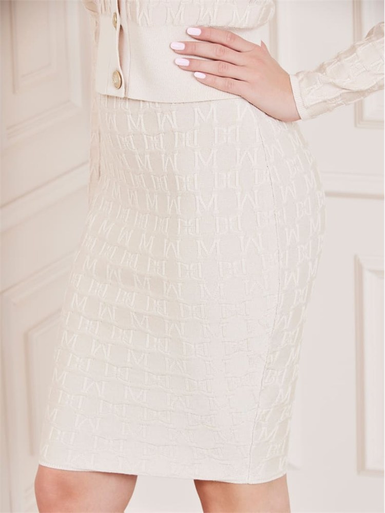 Gonna midi Marciano by Guess in misto viscosa jacquard logo all over