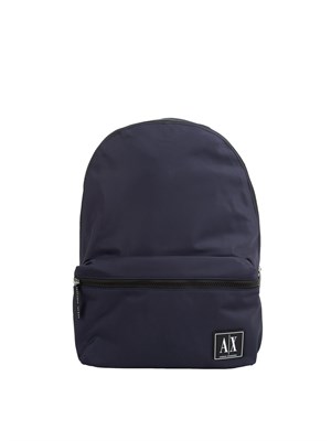 Zaino uomo Armani Exchange in tessuto blu con patch logo in UOMO