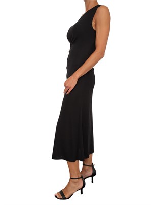 Abito midi iBlues in jersey nero con taglio geometrico e spacco laterale in DONNA