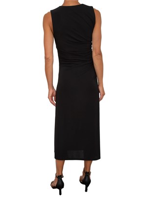 Abito midi iBlues in jersey nero con taglio geometrico e spacco laterale in DONNA