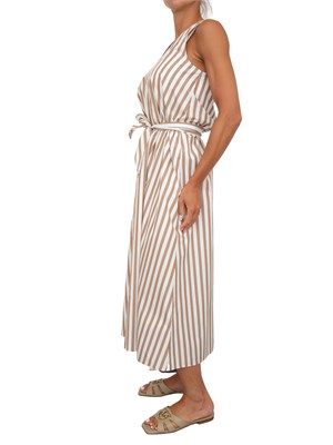 Abito lungo iBlues in popeline di cotone rigato beige in DONNA