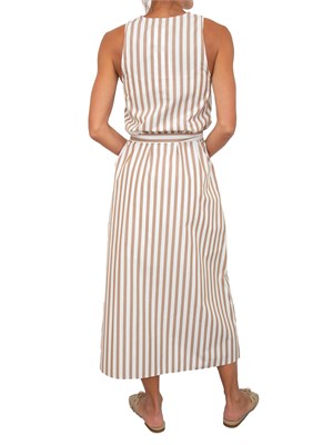 Abito lungo iBlues in popeline di cotone rigato beige in DONNA