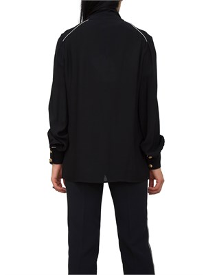 Camicia nera in georgette con sciarpa e piping Elisabetta Franchi in DONNA