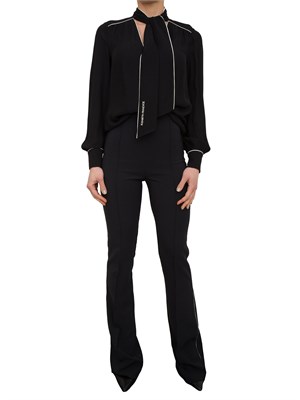 Camicia nera in georgette con sciarpa e piping Elisabetta Franchi in DONNA