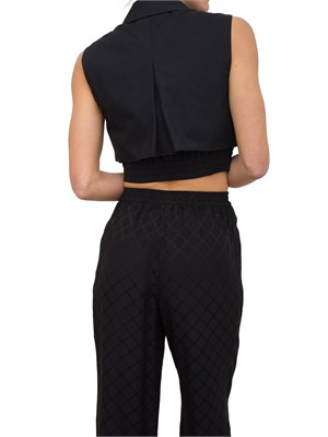 Camicia nera cropped in popeline con mantellina Elisabetta Franchi in DONNA