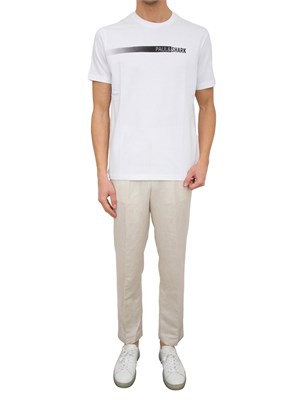 T-shirt Paul [and] Shark bianco in jersey di cotone con stampa in UOMO