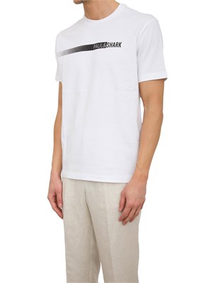 T-shirt Paul [and] Shark bianco in jersey di cotone con stampa in UOMO