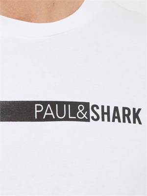 T-shirt Paul [and] Shark bianco in jersey di cotone con stampa in UOMO