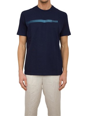 T-shirt Paul [and] Shark blu in jersey di cotone con stampa in UOMO