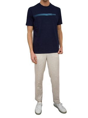 T-shirt Paul [and] Shark blu in jersey di cotone con stampa in UOMO