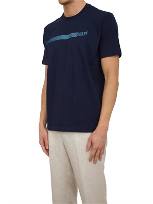 T-shirt Paul [and] Shark blu in jersey di cotone con stampa in UOMO