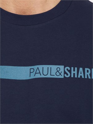 T-shirt Paul [and] Shark blu in jersey di cotone con stampa in UOMO
