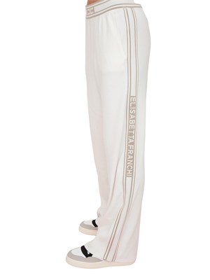 Pantaloni tuta Elisabetta Franchi in viscosa bianca con bande a contrasto in DONNA