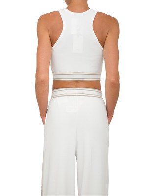 Cropped top Elisabetta Franchi in viscosa bianca con bande a contrasto in DONNA