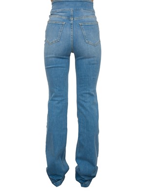 Jeans Elisabetta Franchi a vita alta con bottoni dorati e gamba svasata in DONNA