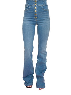 Jeans Elisabetta Franchi a vita alta con bottoni dorati e gamba svasata in DONNA