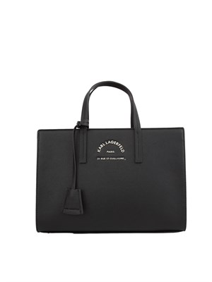 Borsa a mano nera Karl Lagerfeld con logo metallico in DONNA
