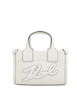 Borsa a mano Karl Lagerfeld in ecopelle martellata bianca in DONNA