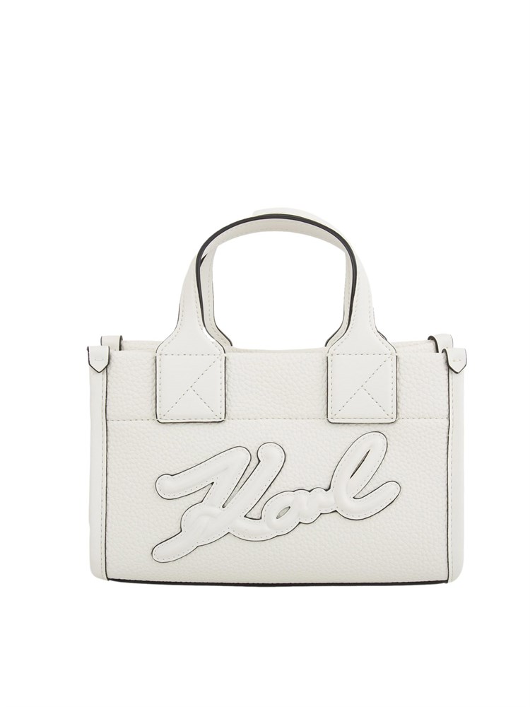 Borsa a mano Karl Lagerfeld in ecopelle martellata bianca