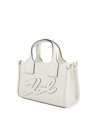 Borsa a mano Karl Lagerfeld in ecopelle martellata bianca in DONNA