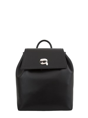 Zaino nero in ecopelle Karl Lagerfeld con patta logata in DONNA