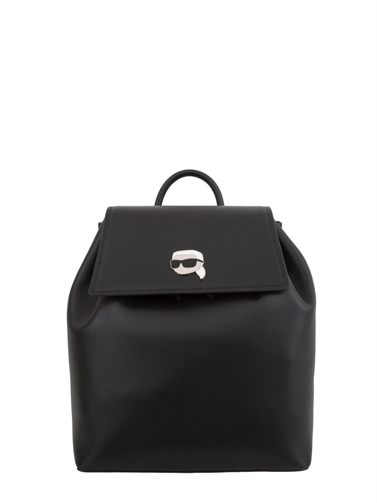 Zaino nero in ecopelle Karl Lagerfeld con patta logata