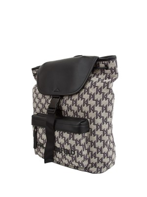 Zaino tessuto logo all over Karl Lagerfeld con coulisse e patta con fibbia in DONNA