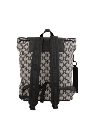 Zaino tessuto logo all over Karl Lagerfeld con coulisse e patta con fibbia in DONNA