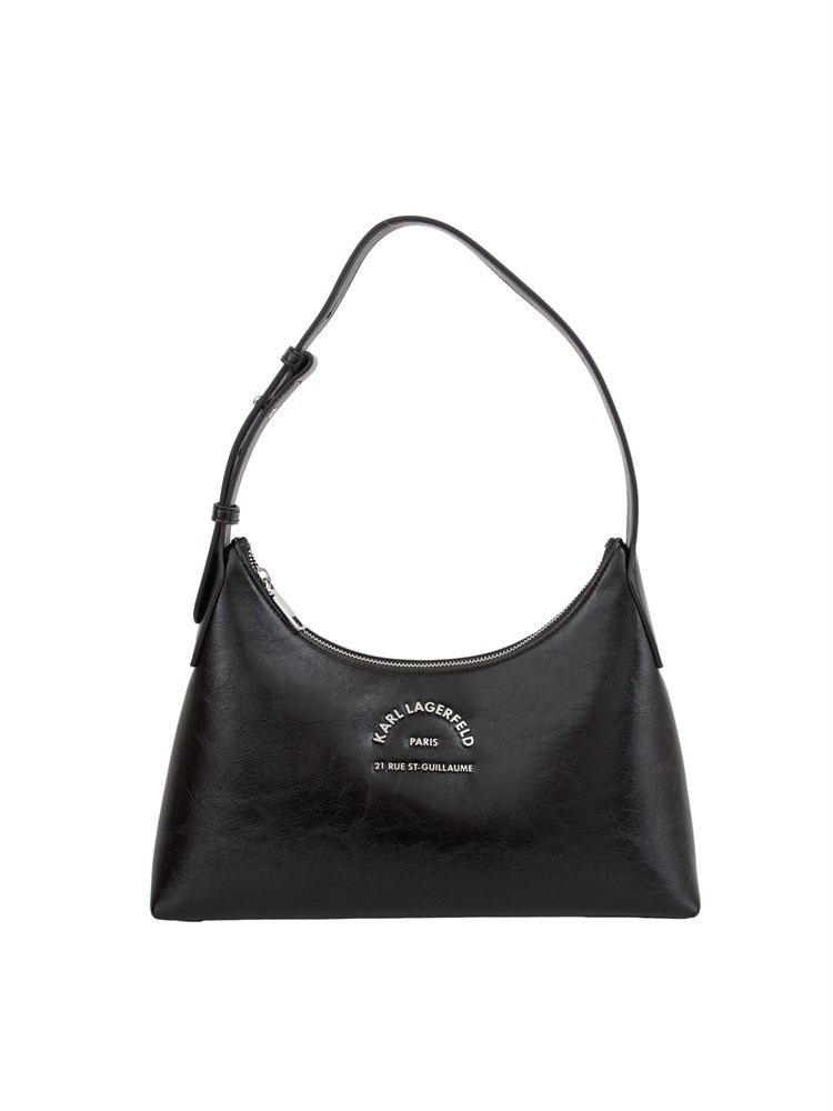 Borsa a spalla nera Karl Lagerfeld logo metallico