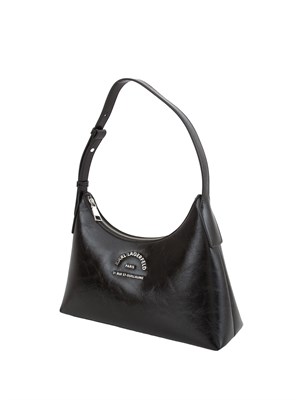 Borsa a spalla nera Karl Lagerfeld logo metallico in DONNA