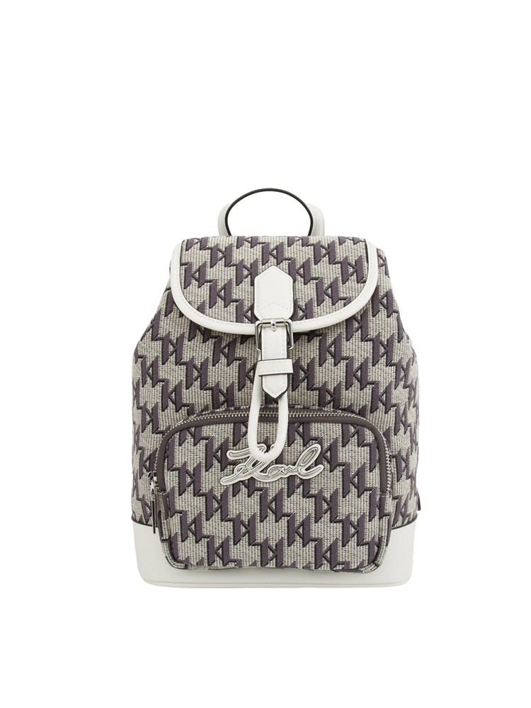Zaino Karl Lagerfeld in tessuto logo all over ed inserti in ecopelle