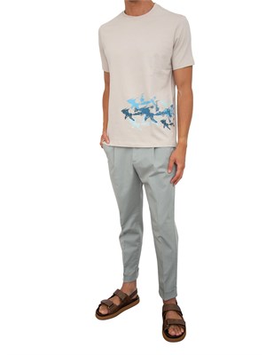 T-shirt Paul[and]Shark beige con stampa Sharks effetto distressed in UOMO