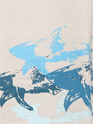 T-shirt Paul[and]Shark beige con stampa Sharks effetto distressed in UOMO