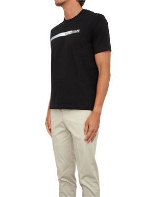 T-shirt Paul [and] Shark nero in jersey di cotone con stampa in UOMO