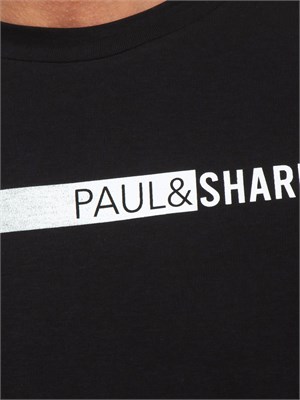 T-shirt Paul [and] Shark nero in jersey di cotone con stampa in UOMO