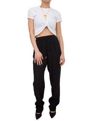 T-shirt bianca in jersey con collana a fiocco Elisabetta Franchi in DONNA