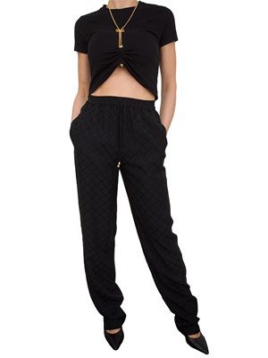 T-shirt nera in jersey con collana a fiocco Elisabetta Franchi in DONNA