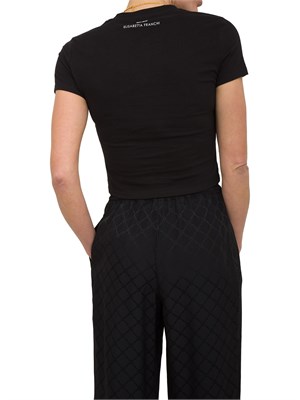 T-shirt nera in jersey con collana a fiocco Elisabetta Franchi in DONNA