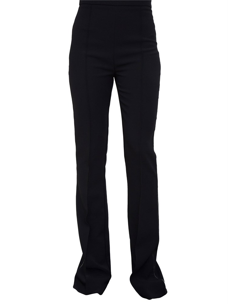 Pantaloni in crêpe nero con piping a contrasto Elisabetta Franchi