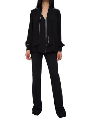 Pantaloni in crêpe nero con piping a contrasto Elisabetta Franchi in DONNA