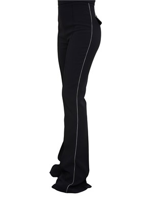 Pantaloni in crêpe nero con piping a contrasto Elisabetta Franchi in DONNA