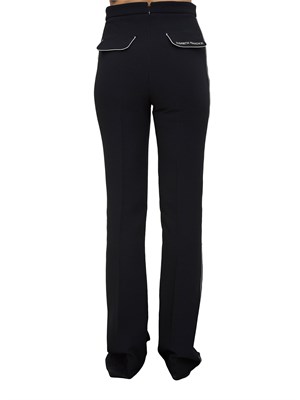 Pantaloni in crêpe nero con piping a contrasto Elisabetta Franchi in DONNA