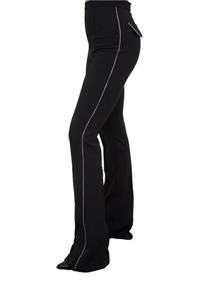 Pantaloni in crêpe nero con piping a contrasto Elisabetta Franchi in DONNA