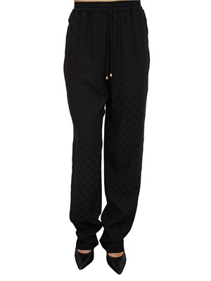 Joggers neri in satin con losanga jacquard Elisabetta Franchi in DONNA