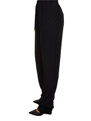 Joggers neri in satin con losanga jacquard Elisabetta Franchi in DONNA