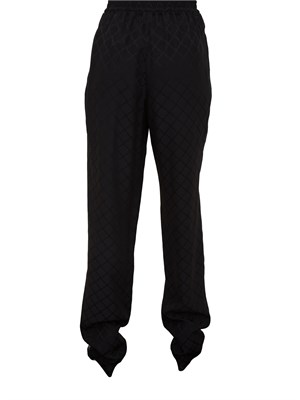 Joggers neri in satin con losanga jacquard Elisabetta Franchi in DONNA