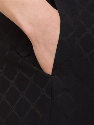 Joggers neri in satin con losanga jacquard Elisabetta Franchi in DONNA