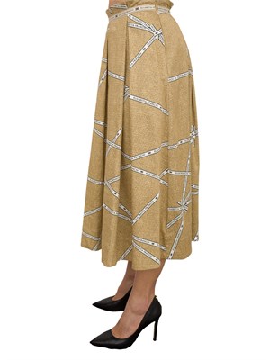 Gonna in cotone con stampa rafia e nastro Elisabetta Franchi in DONNA