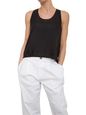 Top in seta habotai Marella nero in DONNA
